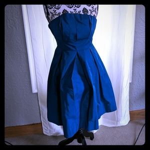 Moda International teal blue strapless dress